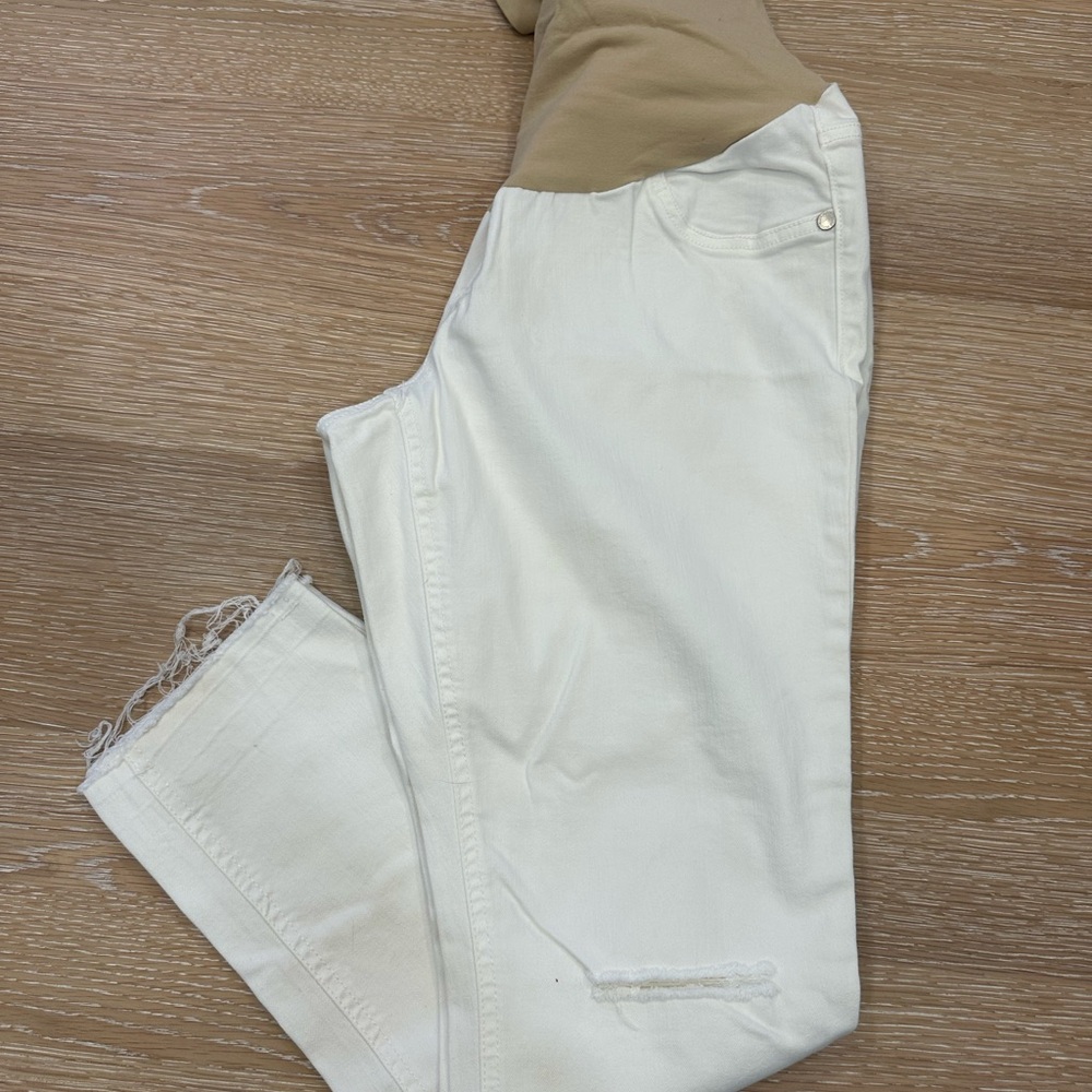 Indigo Blue white maternity jeans